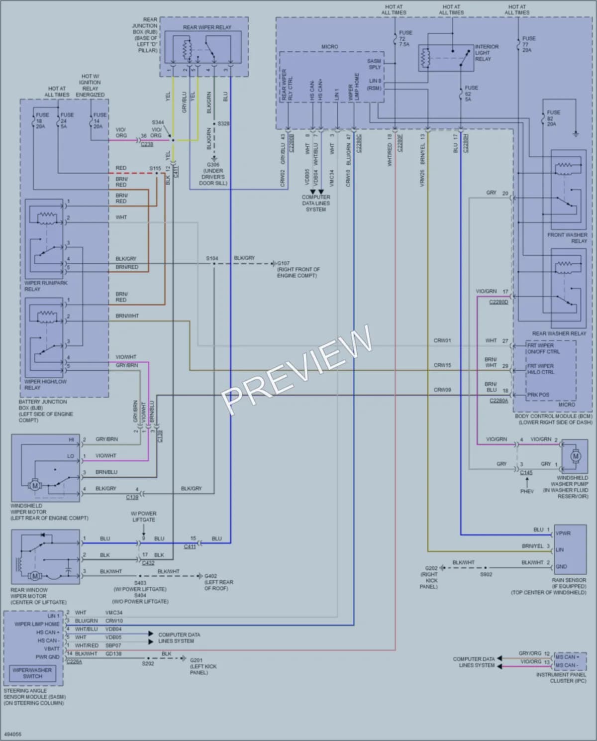 2016 Ford CMaxHybrid Wiper Washer wiring diagram preview