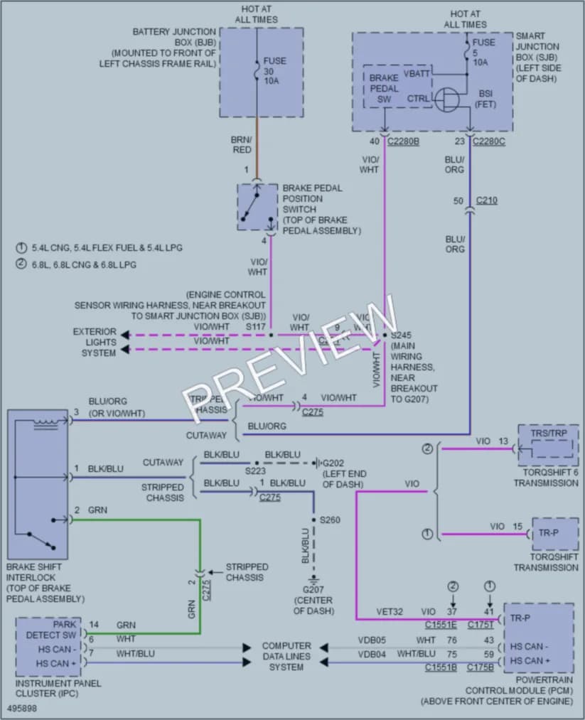 2016 Ford E350Econoline Shift Interlock wiring diagram preview