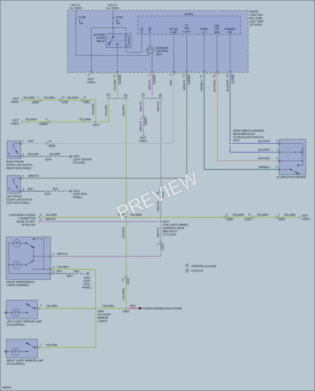 2016 Ford E450Econoline Interior Lights wiring diagram preview