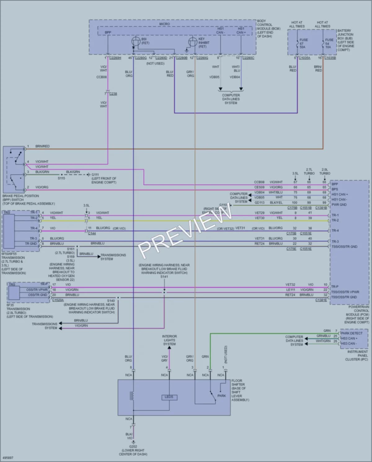 2016 Ford Edge Shift Interlock wiring diagram preview