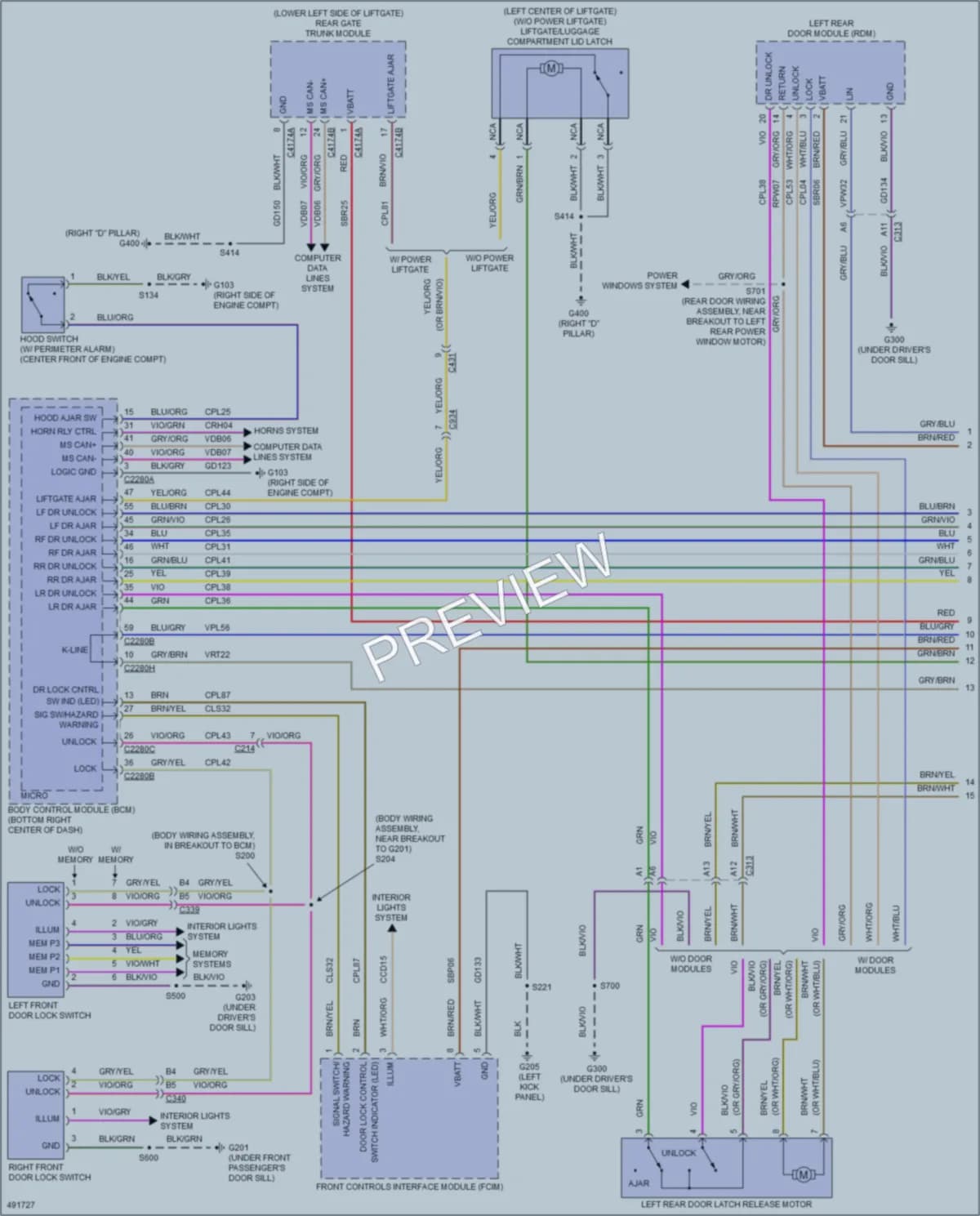 2016 Ford Escape Power Door Locks wiring diagram preview