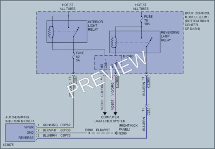 2016 Ford Escape Power Mirrors wiring diagram preview