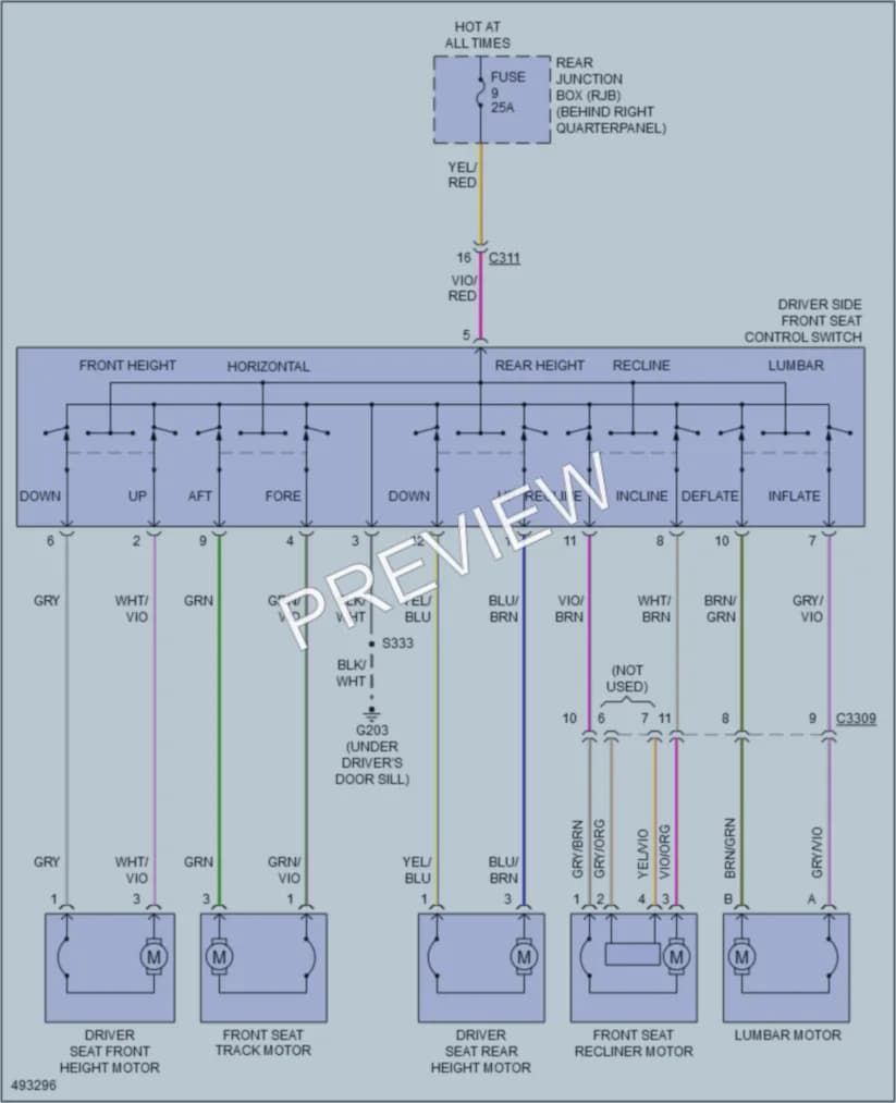 2016 Ford Escape Power Seats wiring diagram preview