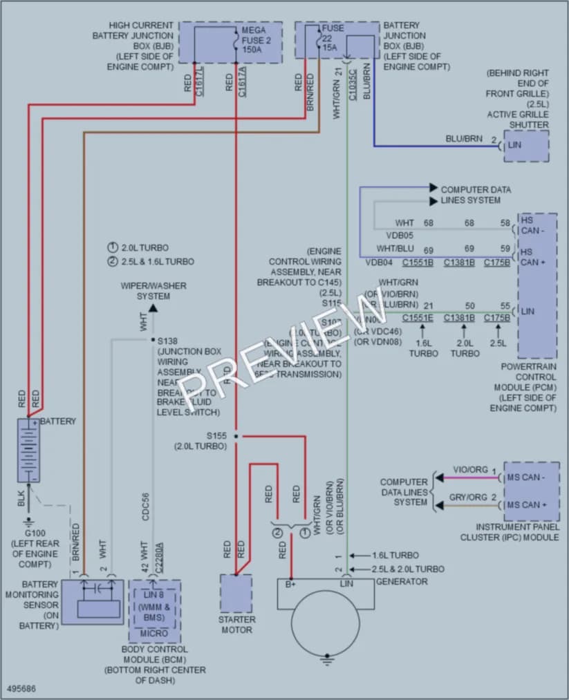 2016 Ford Escape Starting Charging wiring diagram preview