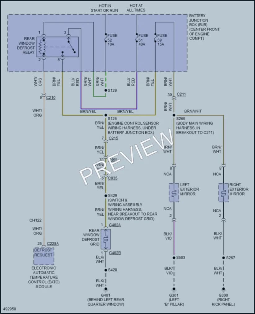 2016 Ford ExpeditionEL Defoggers wiring diagram preview