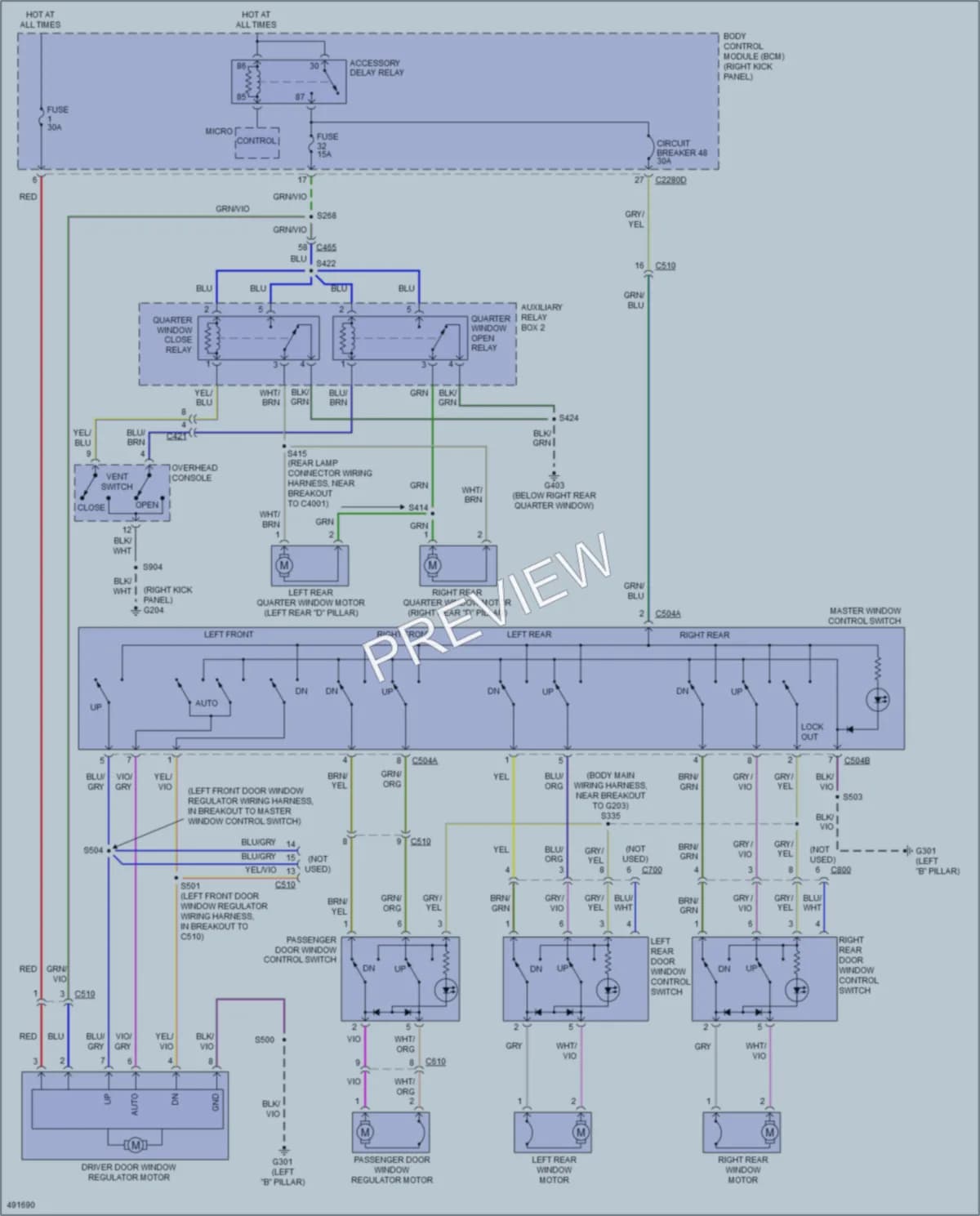2016 Ford ExpeditionEL Power Windows wiring diagram preview