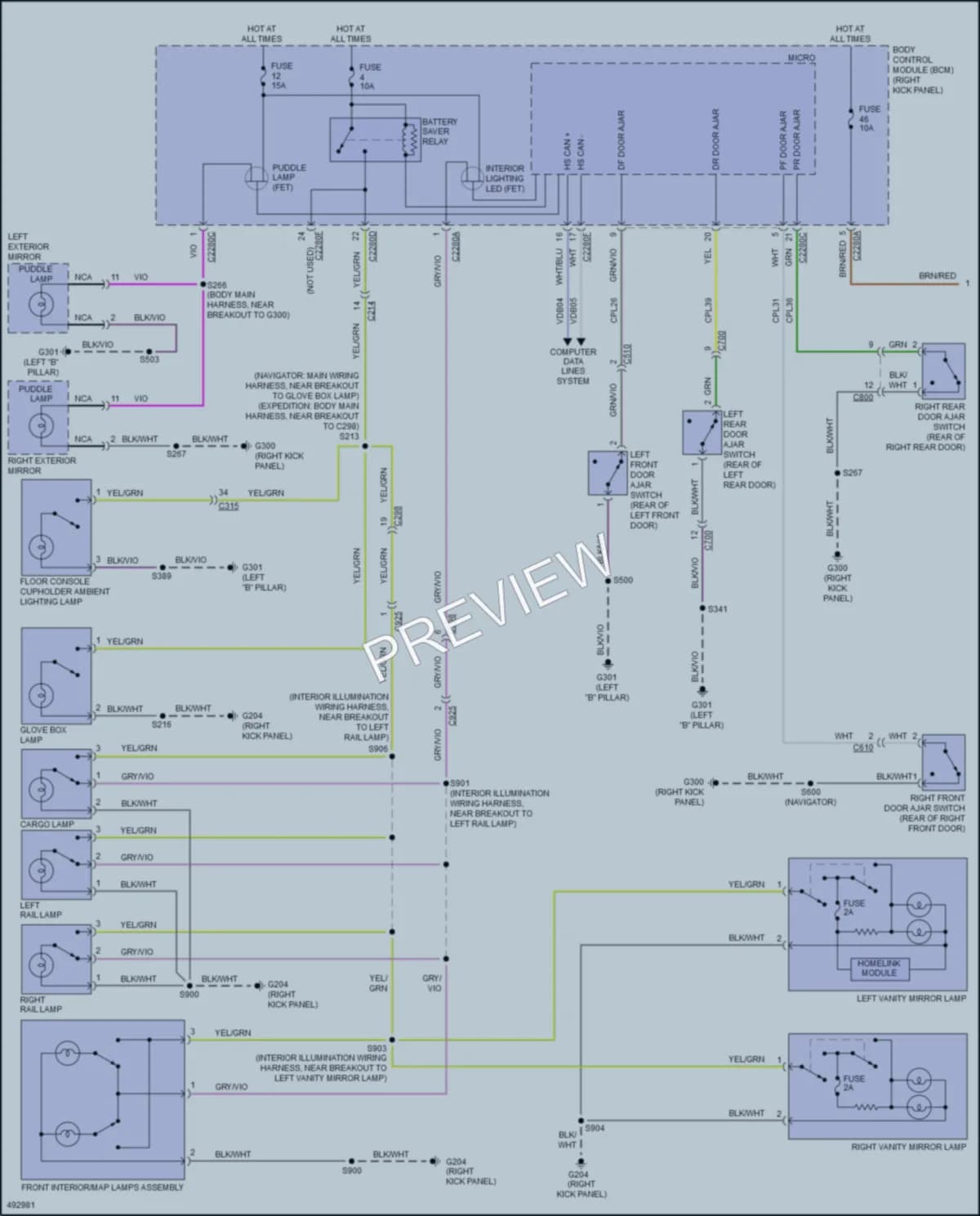 2016 Ford ExpeditionMAX Interior Lights wiring diagram preview