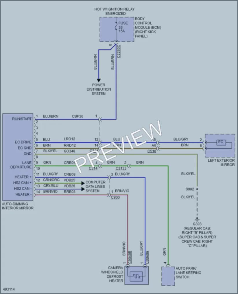 2016 Ford F150 Power Mirrors wiring diagram preview