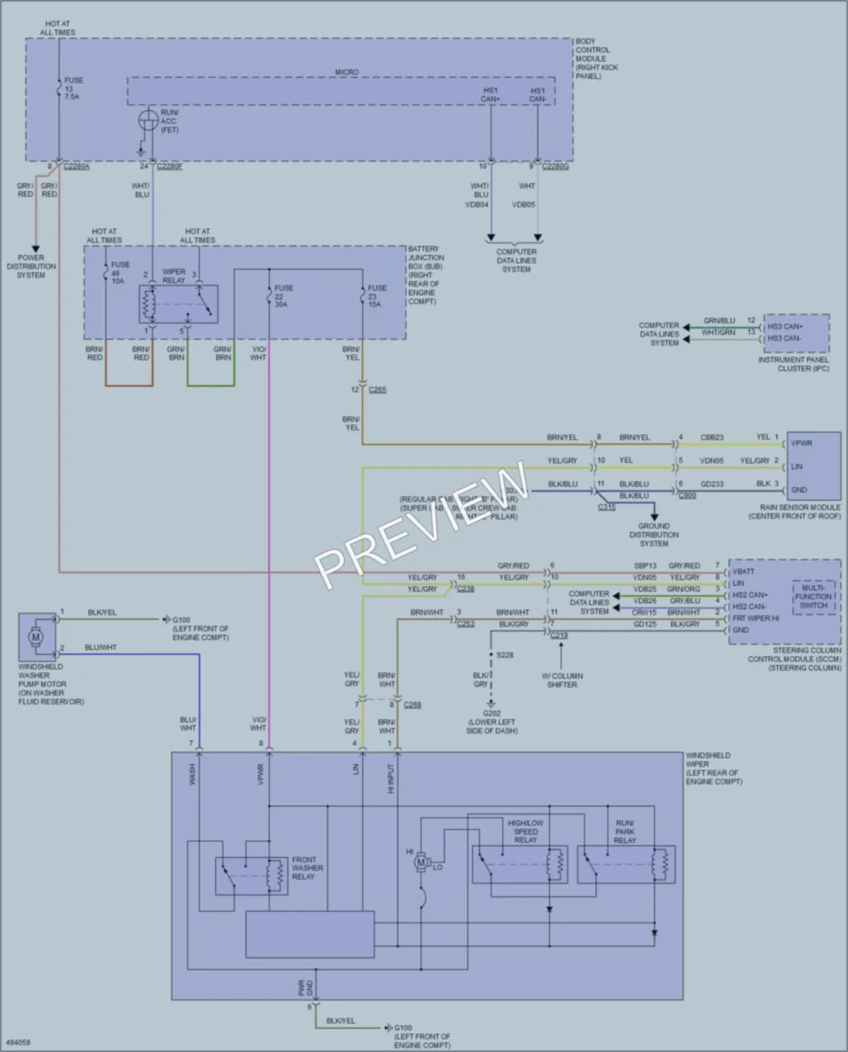 2016 Ford F150 Wiper Washer wiring diagram preview