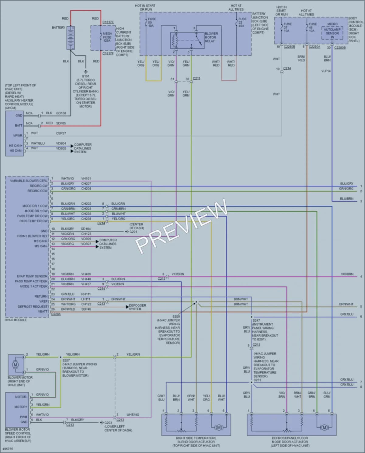 2016 Ford F250SuperDuty Air Conditioning wiring diagram preview