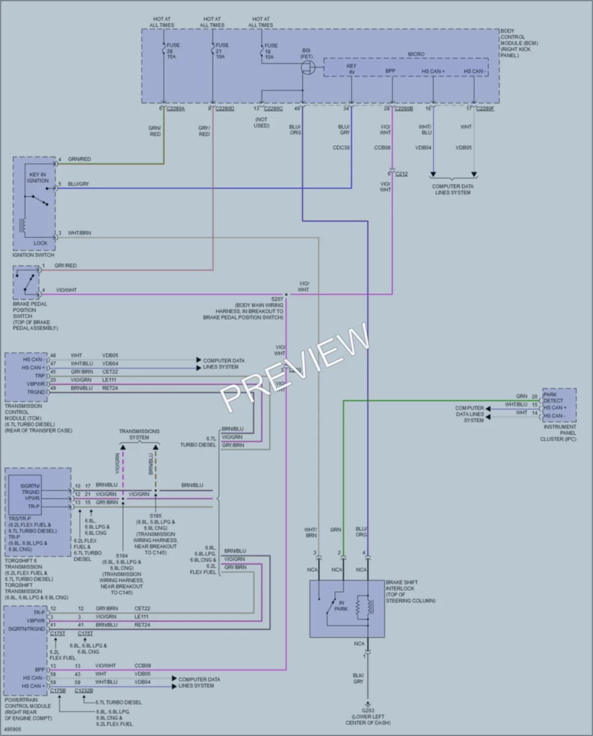 2016 Ford F250SuperDuty Shift Interlock wiring diagram preview