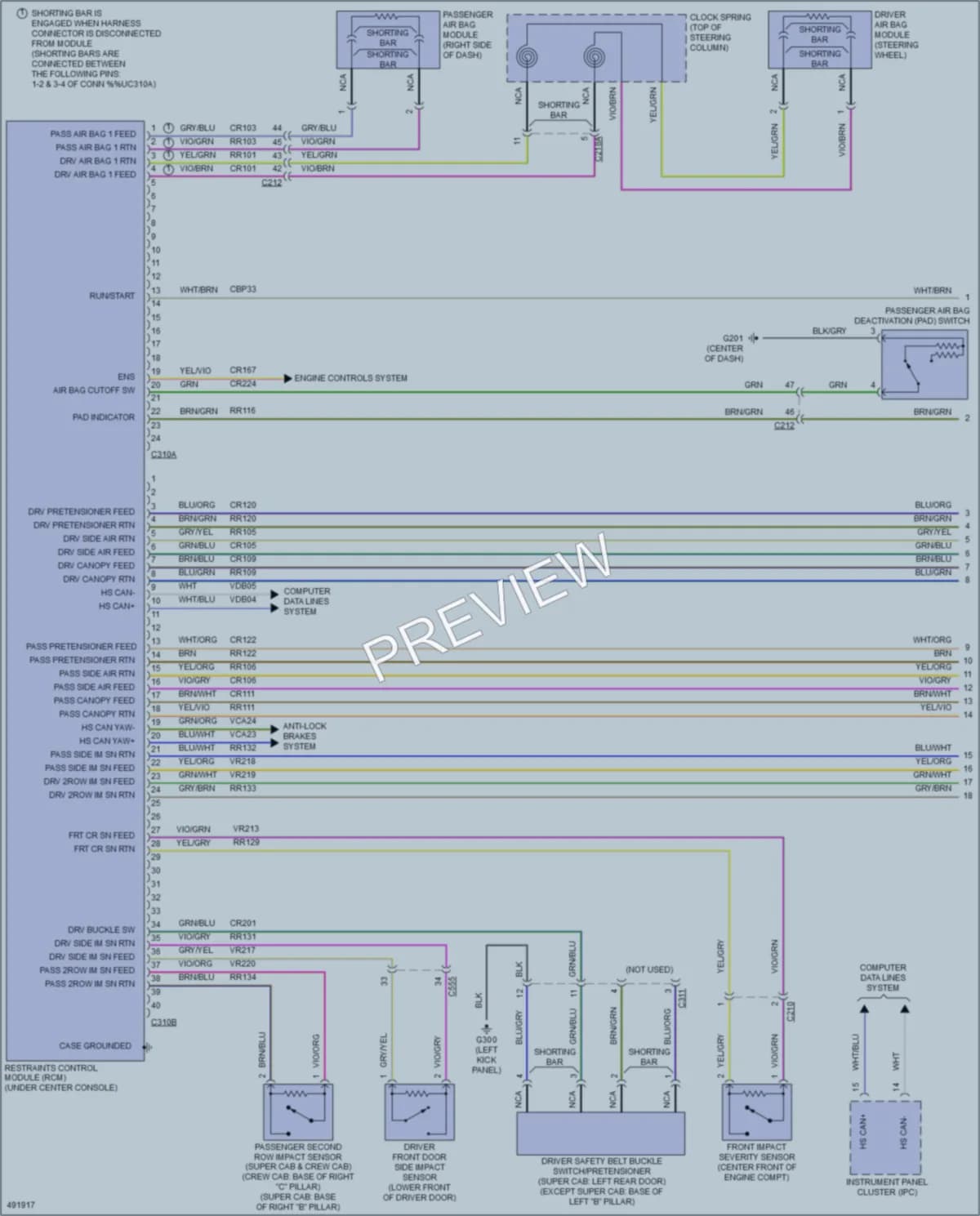 2016 Ford F250SuperDuty Supplemental Restraints wiring diagram preview