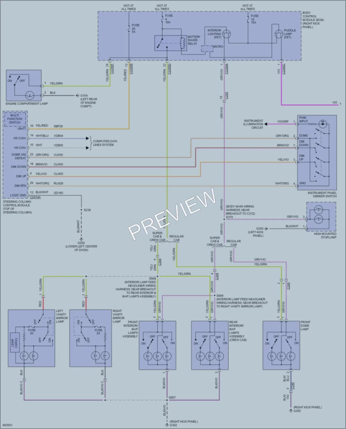 2016 Ford F350SuperDuty Interior Lights wiring diagram preview