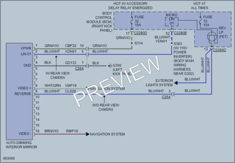 2016 Ford F350SuperDuty Power Mirrors wiring diagram preview