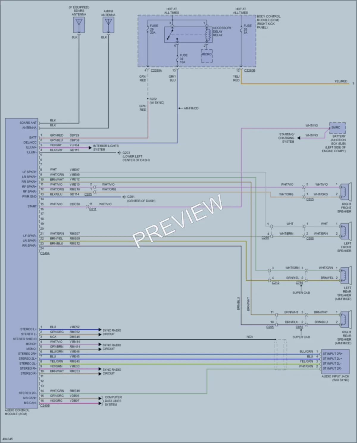 2016 Ford F350SuperDuty Radio wiring diagram preview