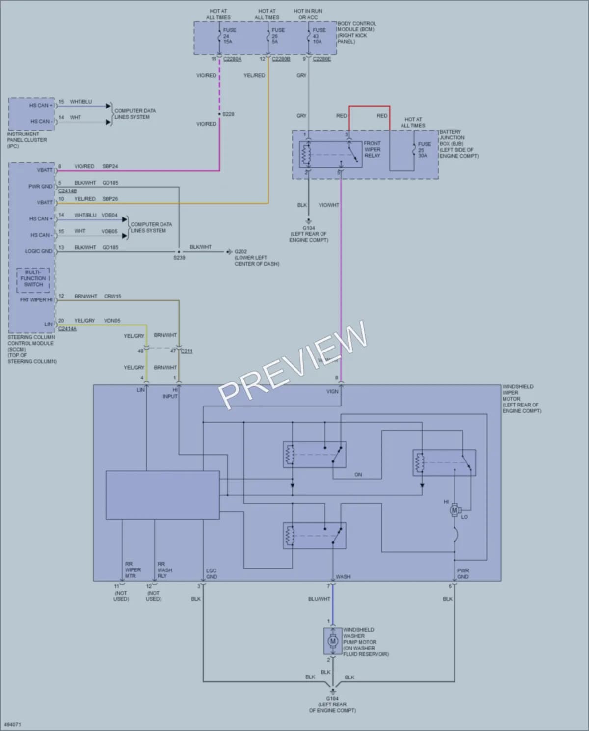 2016 Ford F350SuperDuty Wiper Washer wiring diagram preview