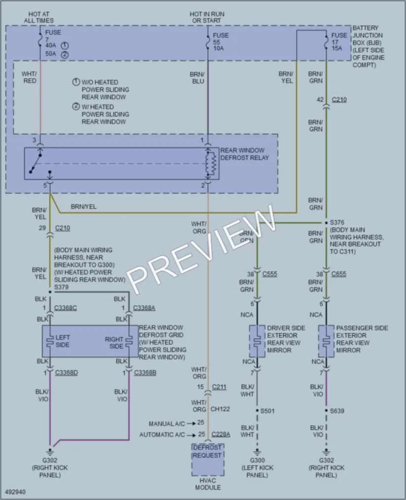 2016 Ford F450SuperDuty Defoggers wiring diagram preview