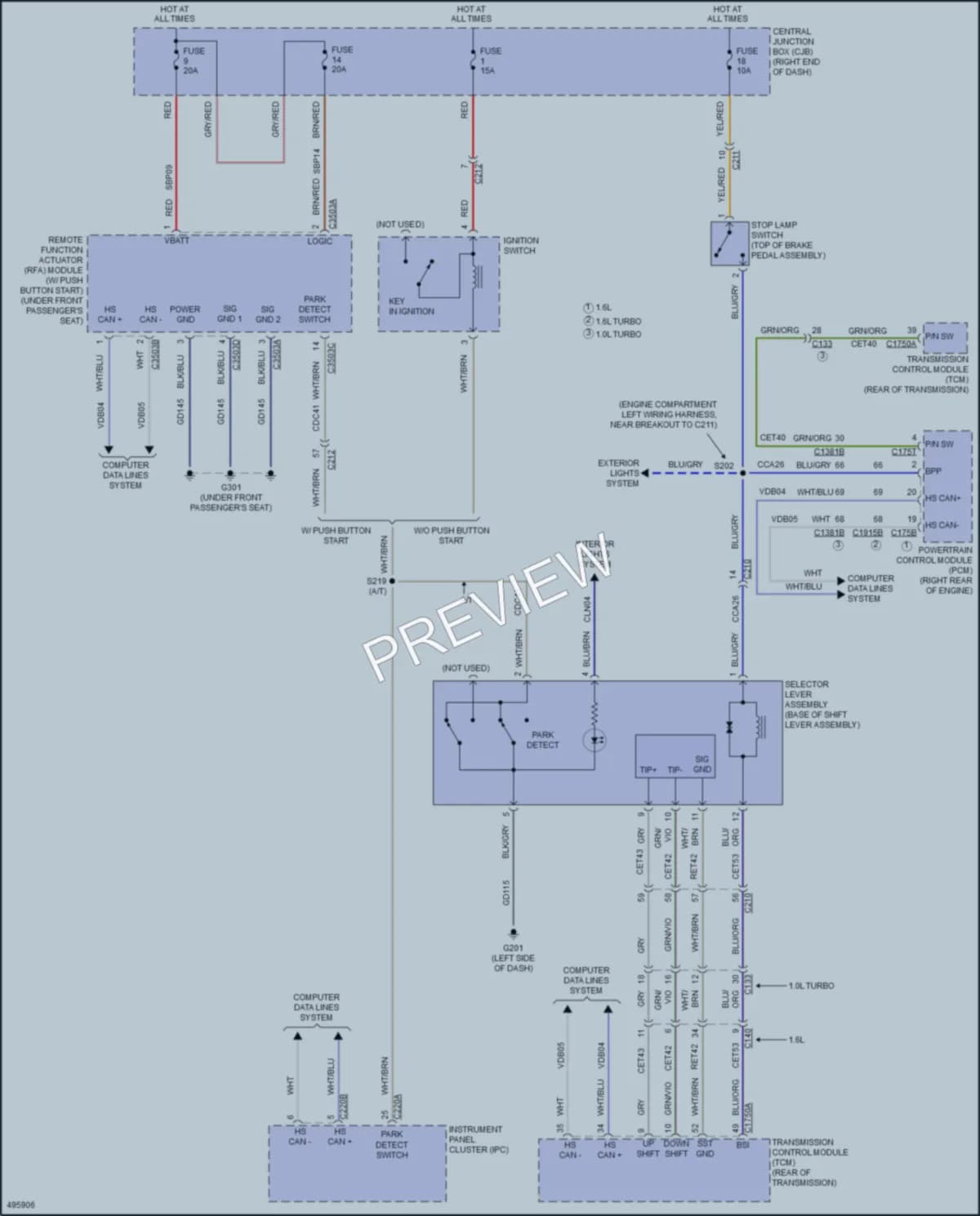 2016 Ford Fiesta Shift Interlock wiring diagram preview