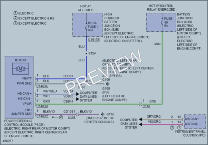 2016 Ford Focus Electronic Power Steering wiring diagram preview