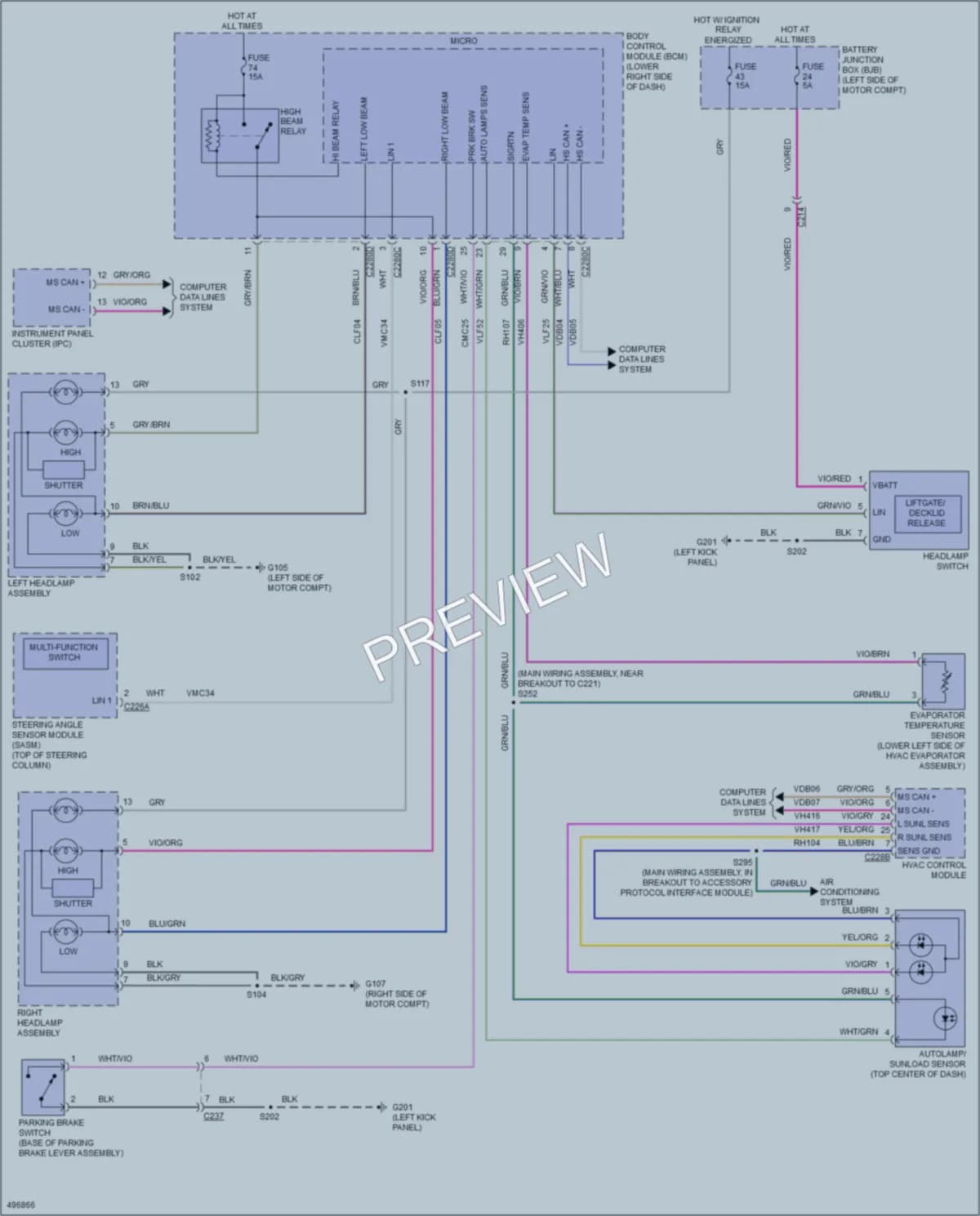 2016 Ford FocusElectric Headlights wiring diagram preview