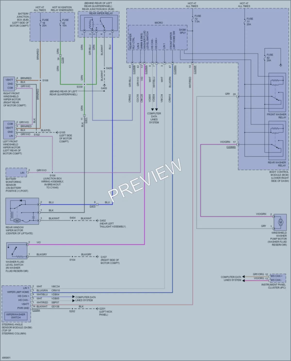 2016 Ford FocusElectric Wiper Washer wiring diagram preview
