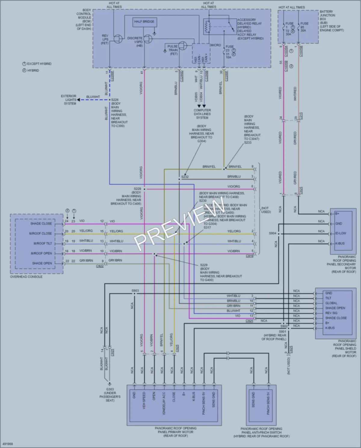 2016 Ford Fusion Power Top Sunroof wiring diagram preview