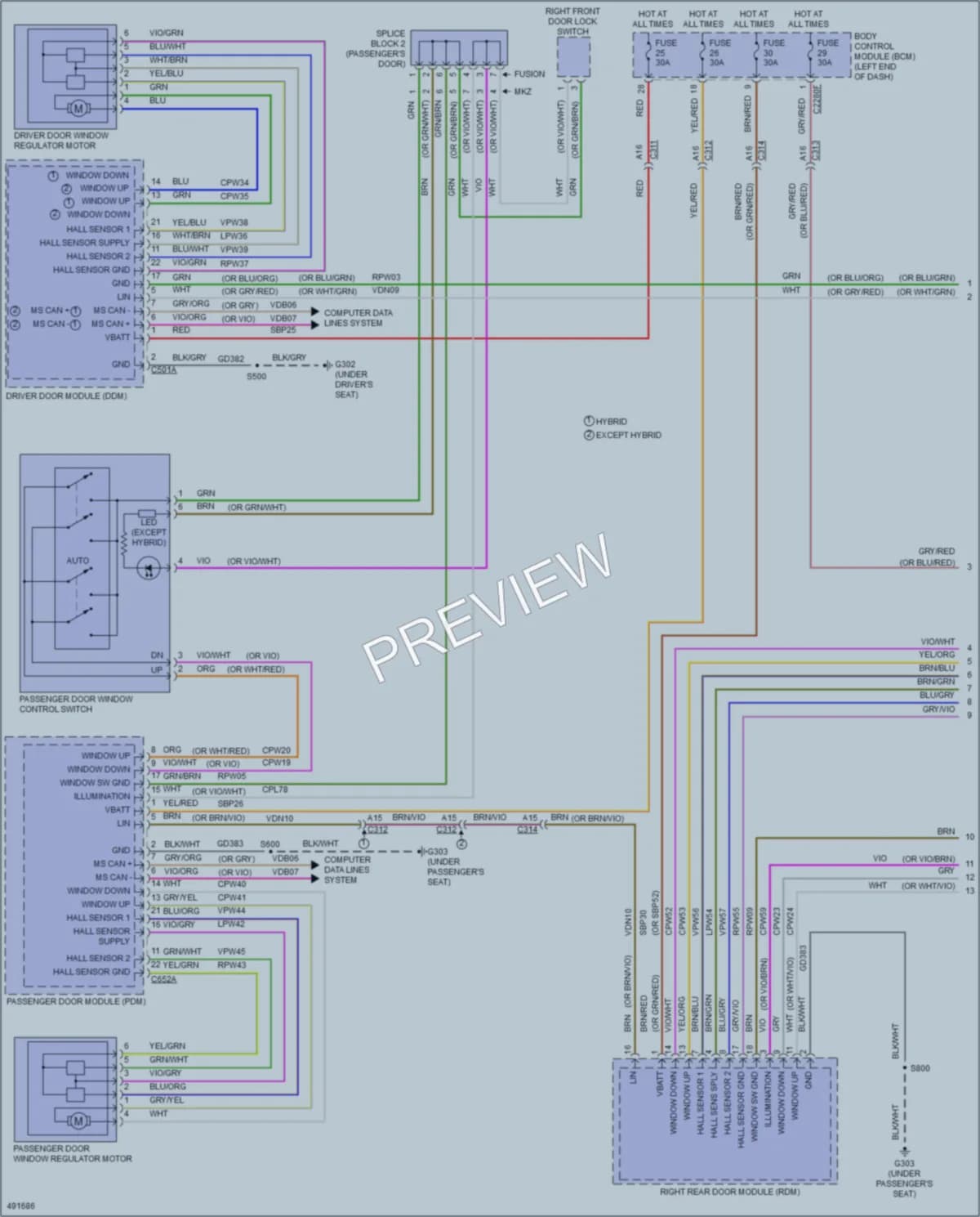 2016 Ford Fusion Power Windows wiring diagram preview