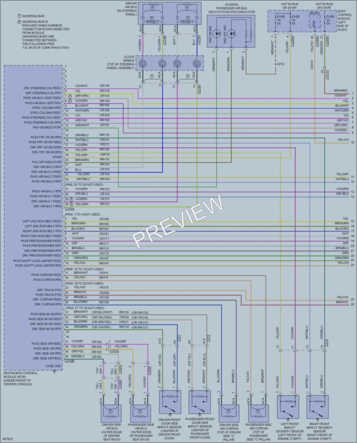 2016 Ford FusionEnergi Supplemental Restraints wiring diagram preview