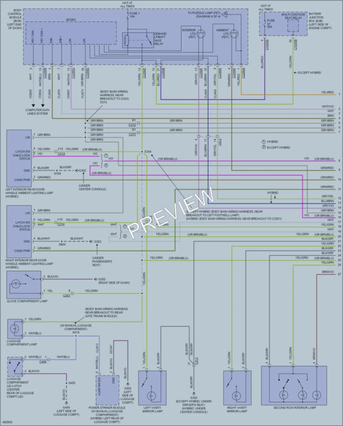 2016 Ford FusionHybrid Interior Lights wiring diagram preview