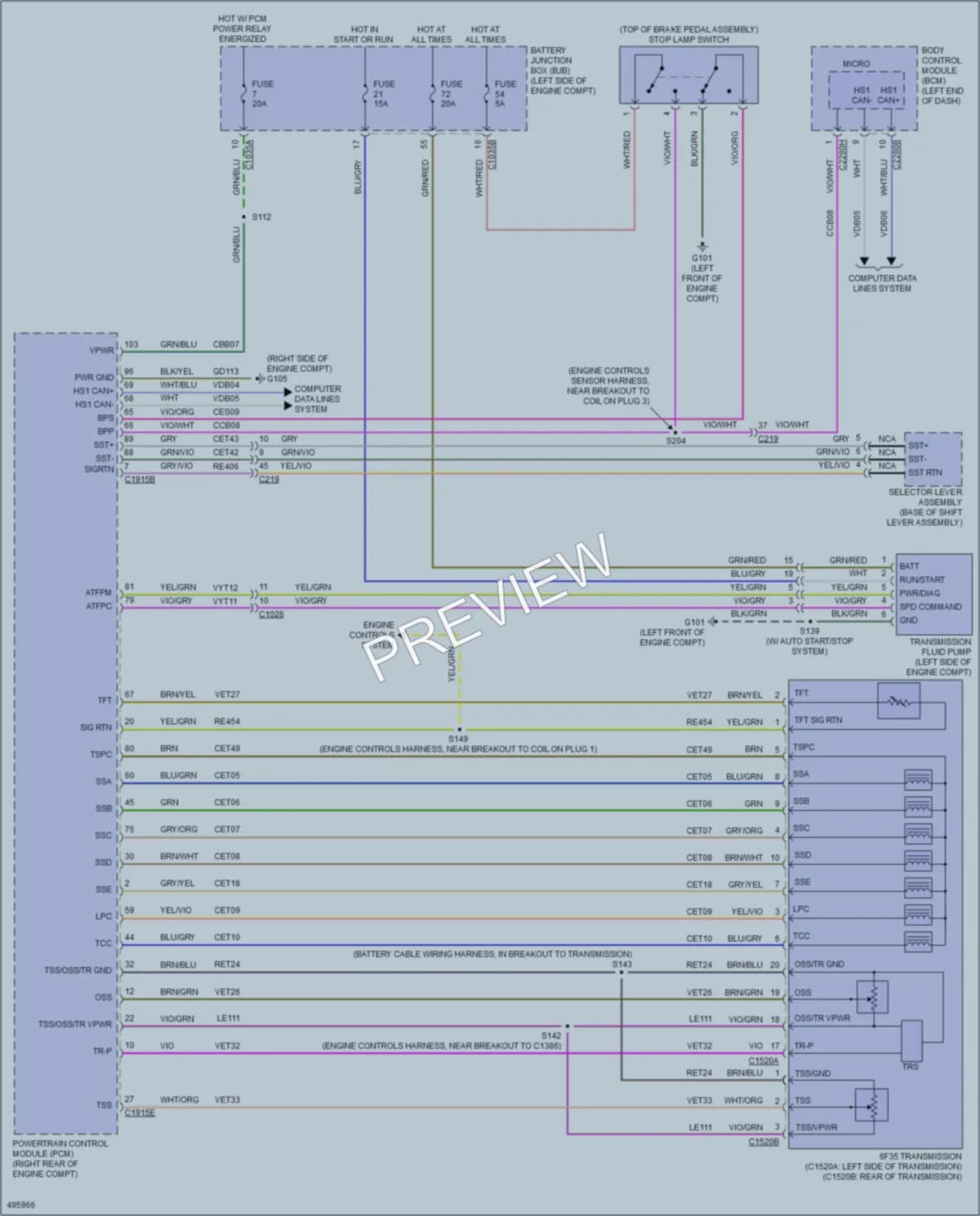 2016 Ford FusionHybrid Transmission wiring diagram preview