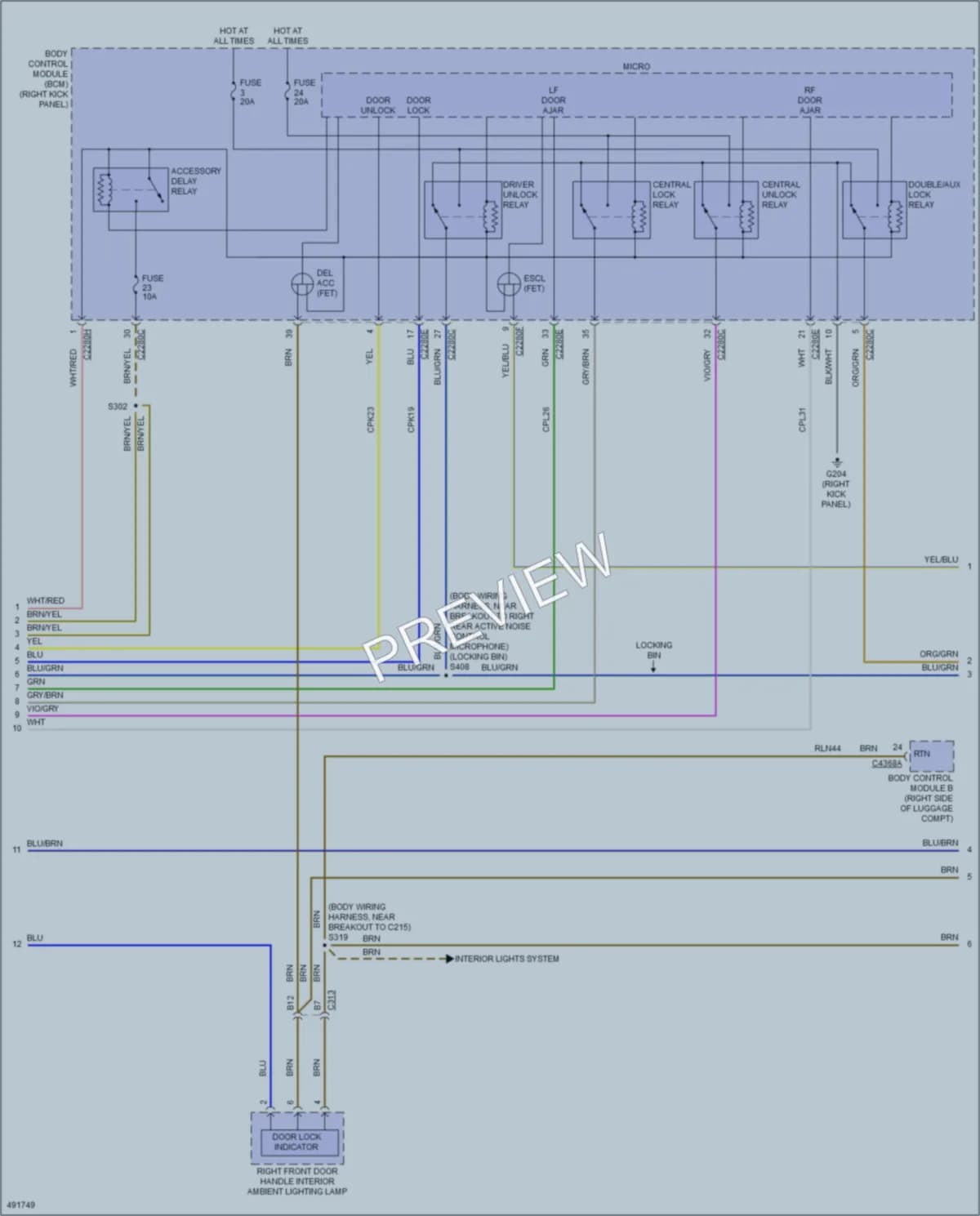 2016 Ford Mustang Power Door Locks wiring diagram preview