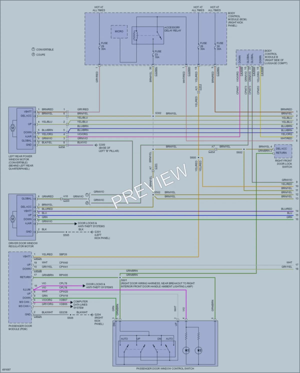 2016 Ford Mustang Power Windows wiring diagram preview