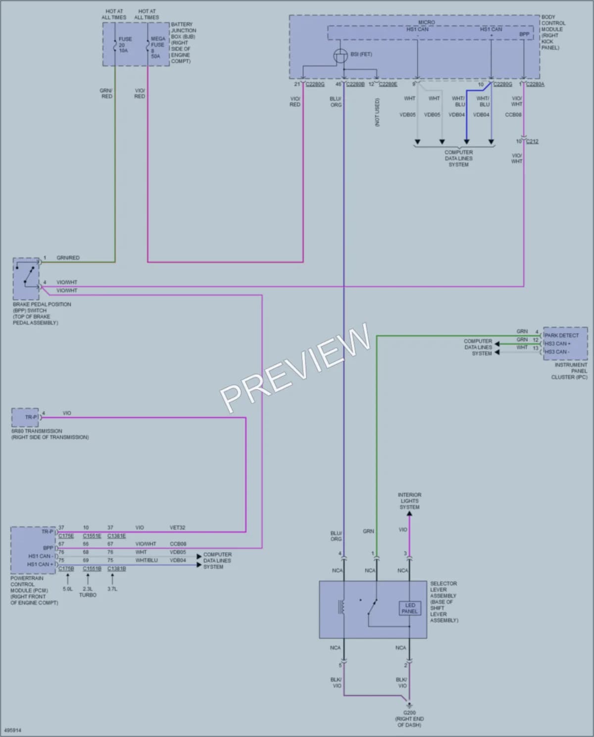 2016 Ford Mustang Shift Interlock wiring diagram preview