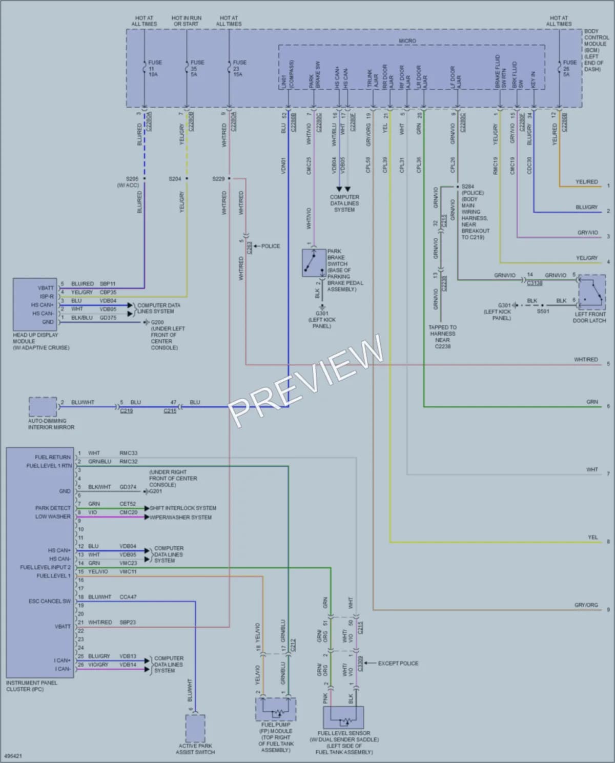 2016 Ford Taurus Instrument Cluster wiring diagram preview