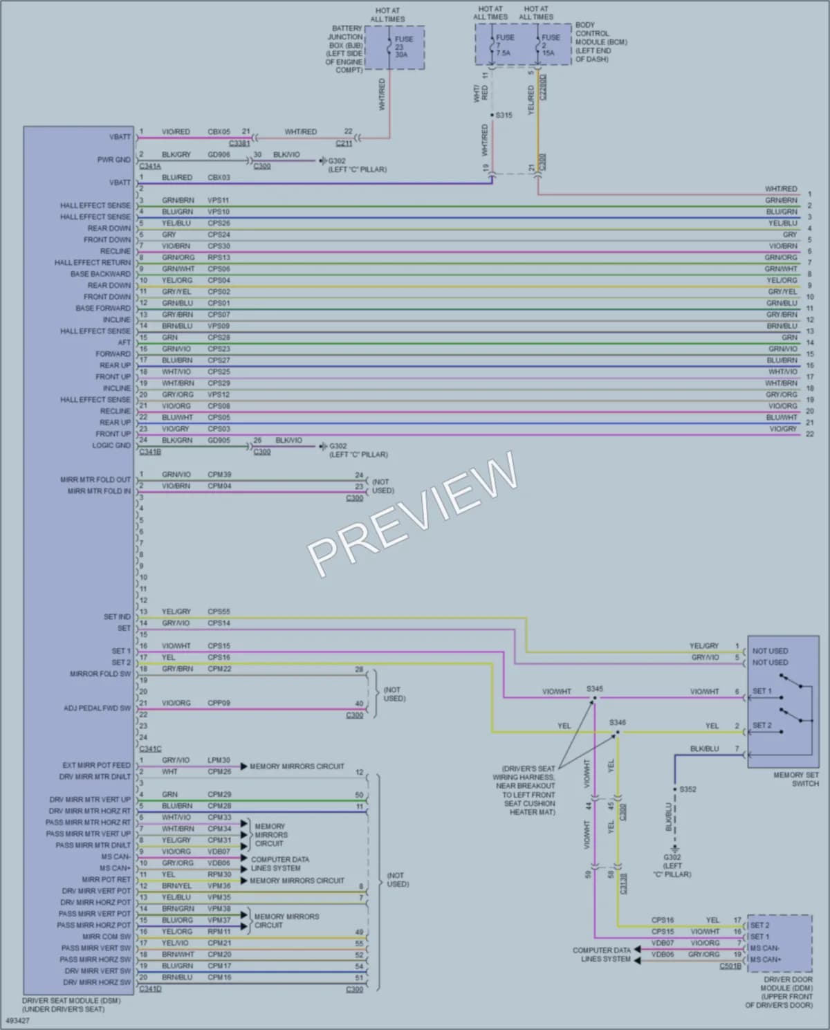 2016 Ford Taurus Memory Systems wiring diagram preview