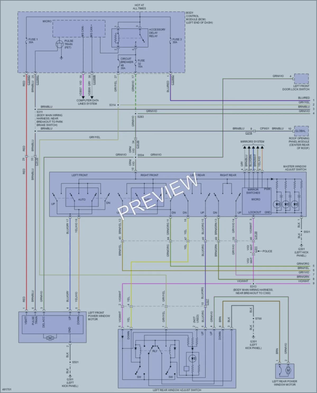 2016 Ford Taurus Power Windows wiring diagram preview