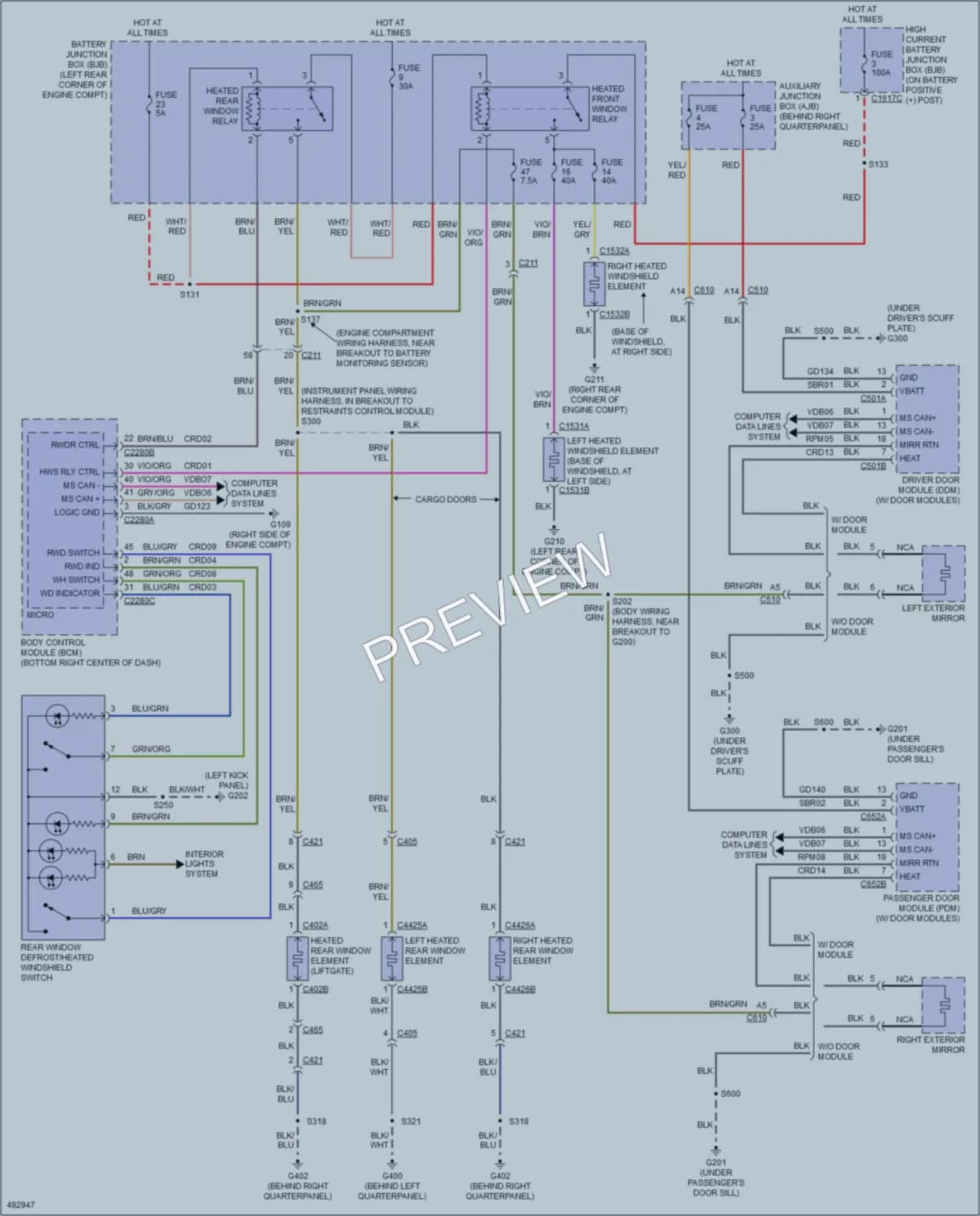 2016 Ford TransitConnect Defoggers wiring diagram preview