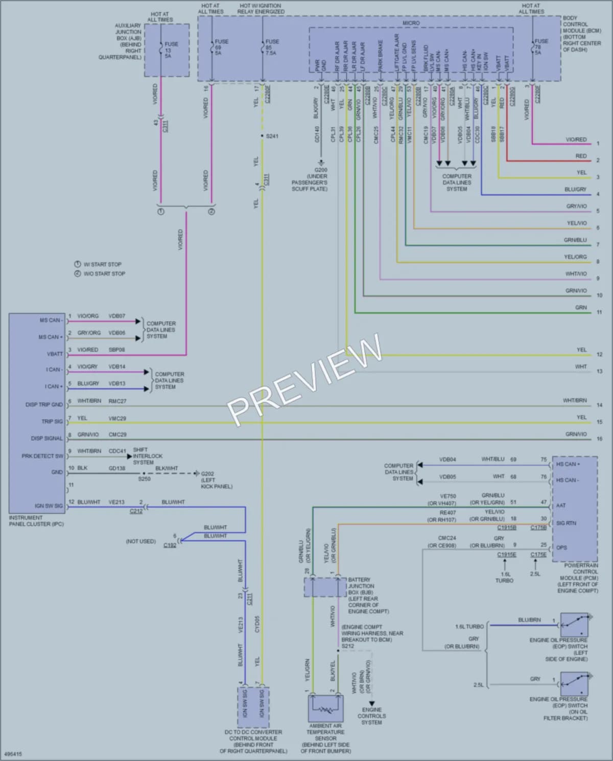 2016 Ford TransitConnect Instrument Cluster wiring diagram preview