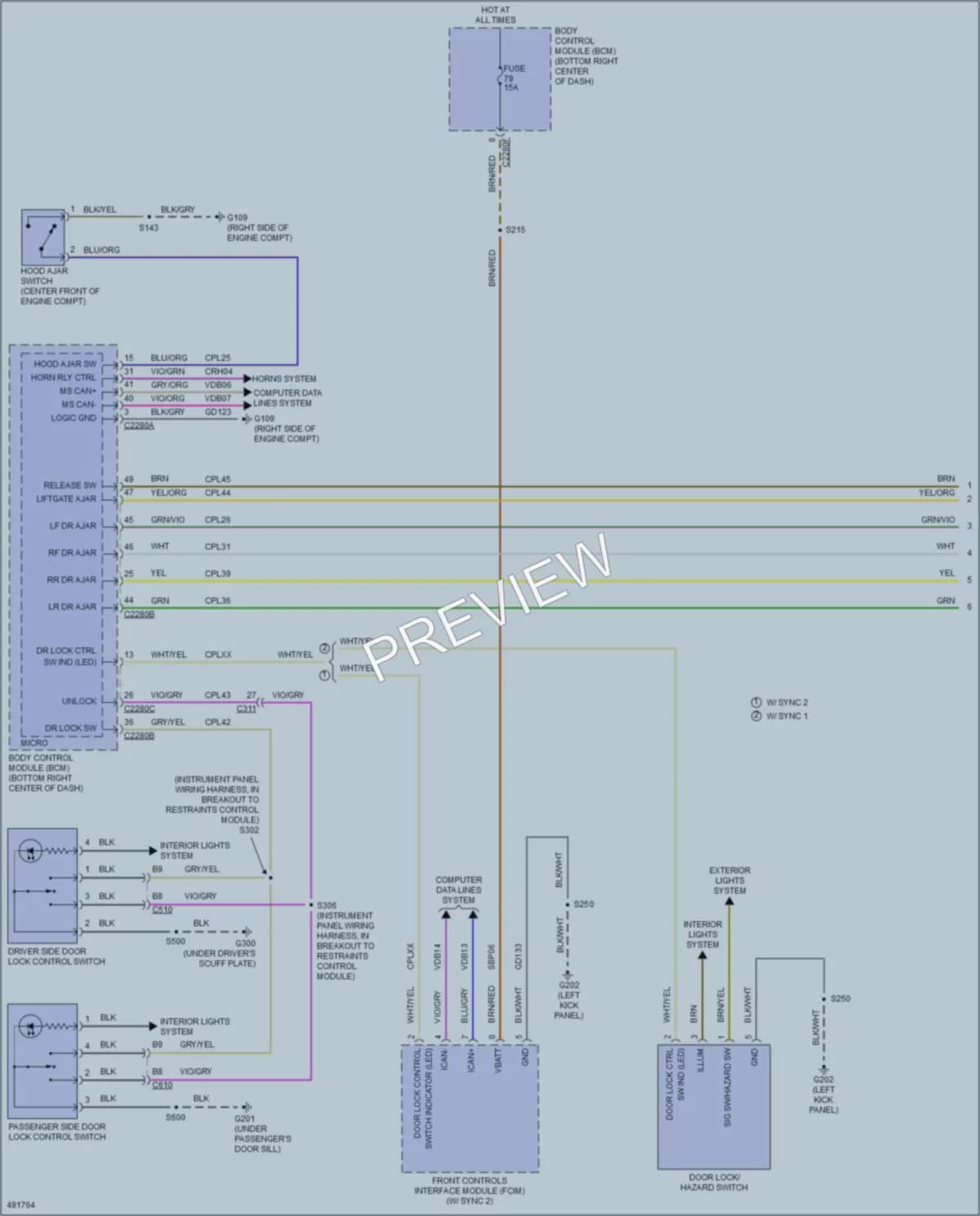 2016 Ford TransitConnect Power Door Locks wiring diagram preview