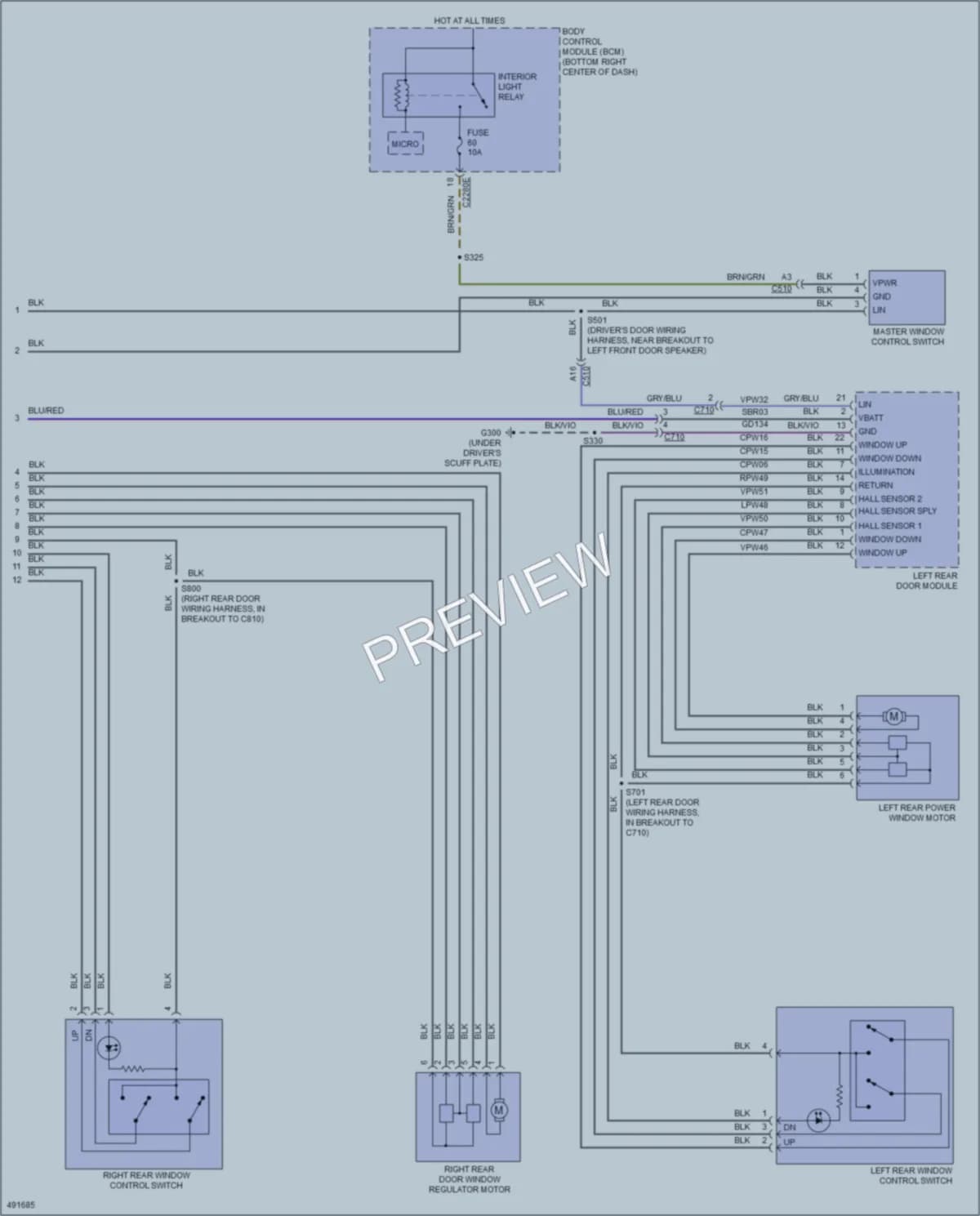 2016 Ford TransitConnect Power Windows wiring diagram preview