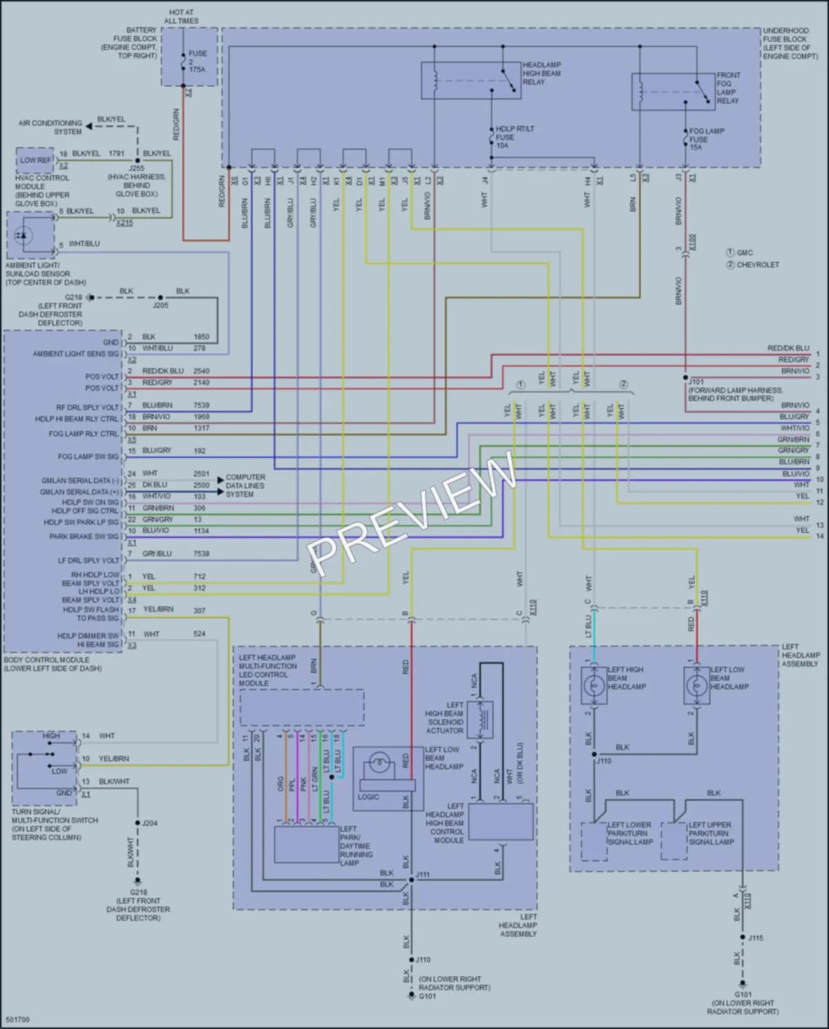 2016 GMC 2500HDSierra Headlights wiring diagram preview