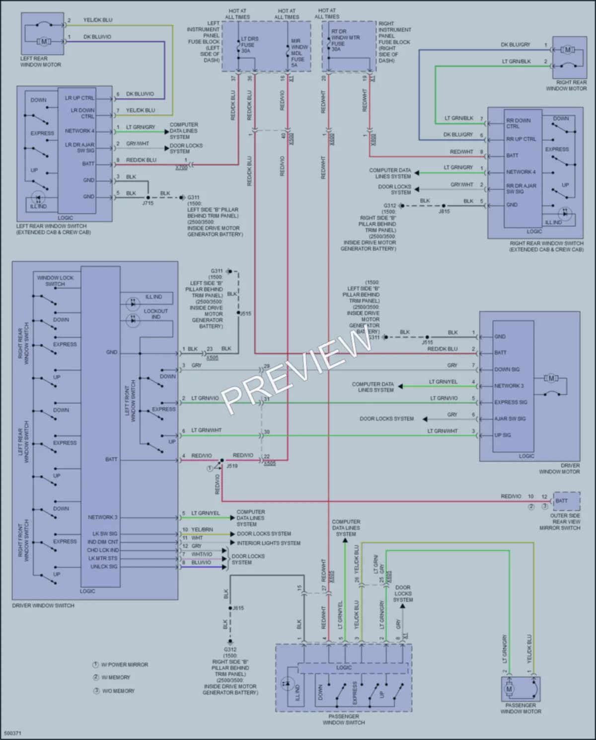 2016 GMC 2500HDSierraDenali Power Windows wiring diagram preview