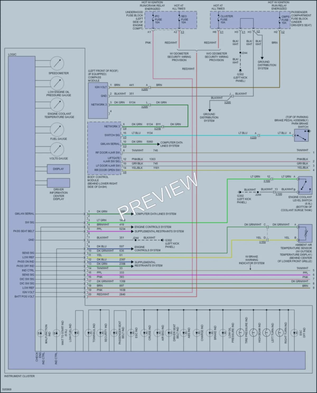 2016 GMC 3500Savana Instrument Cluster wiring diagram preview