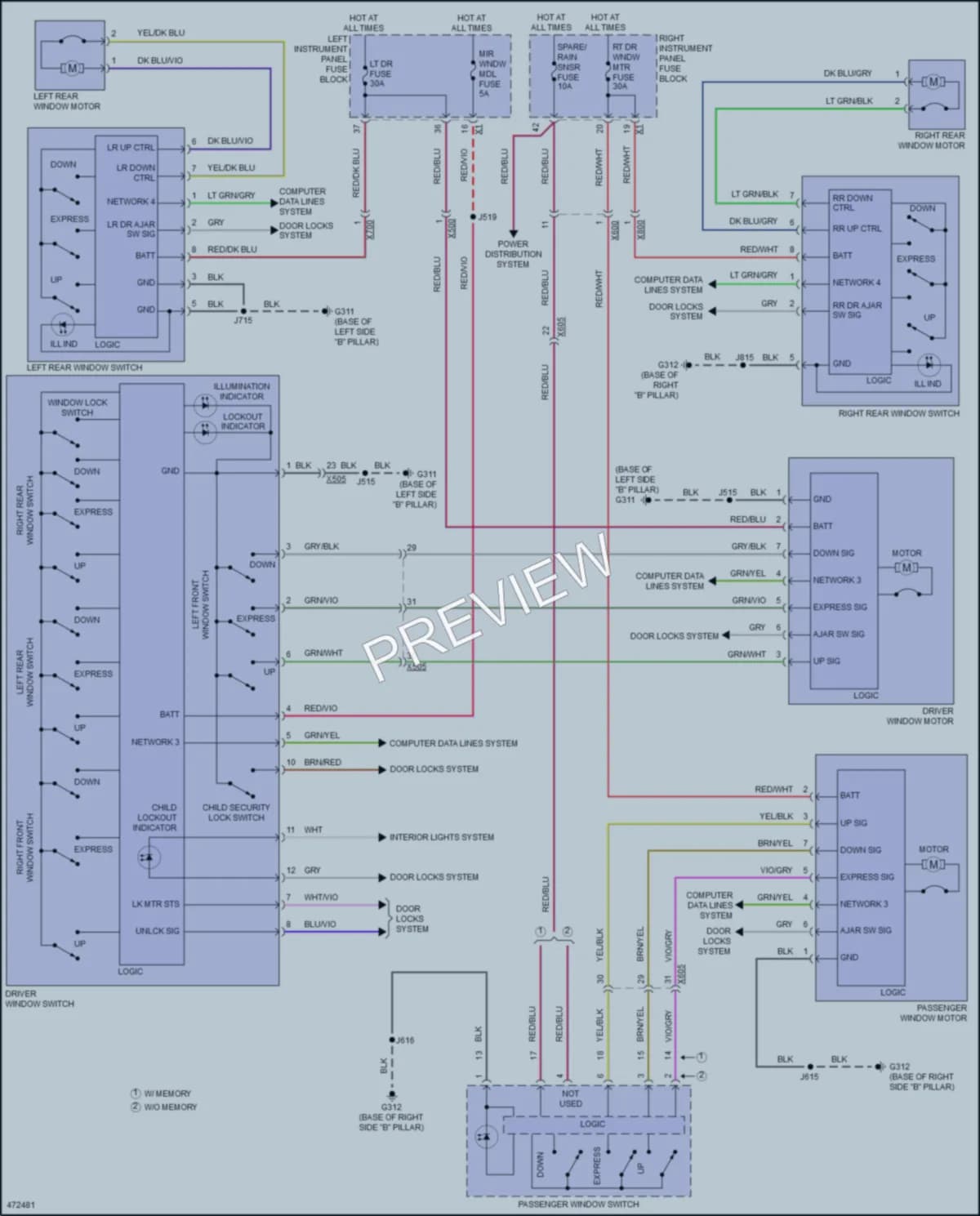 2016 GMC Yukon Power Windows wiring diagram preview