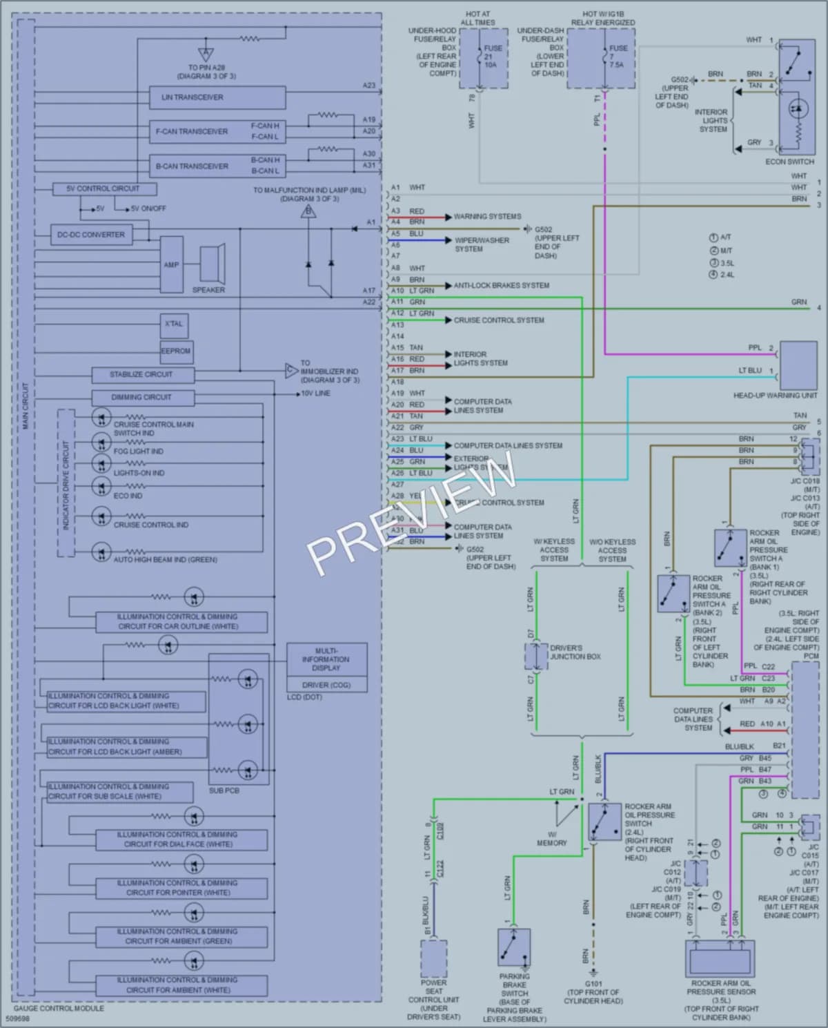2016 Honda Accord Instrument Cluster wiring diagram preview