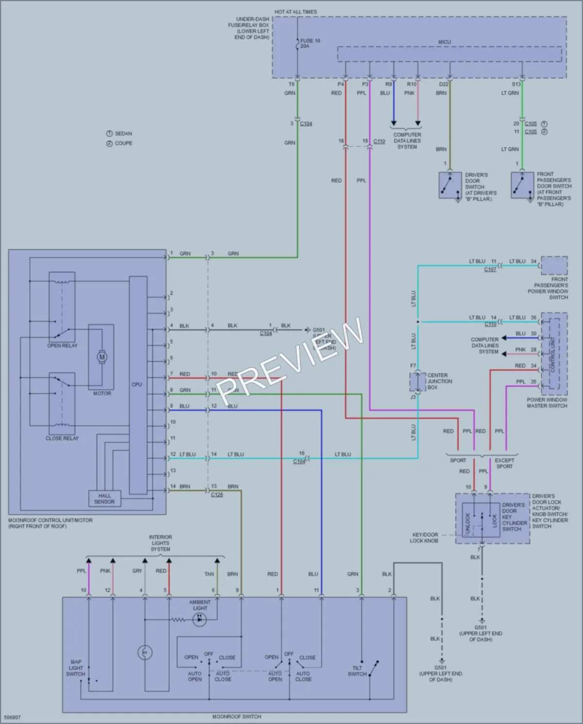 2016 Honda Accord Power Top Sunroof wiring diagram preview