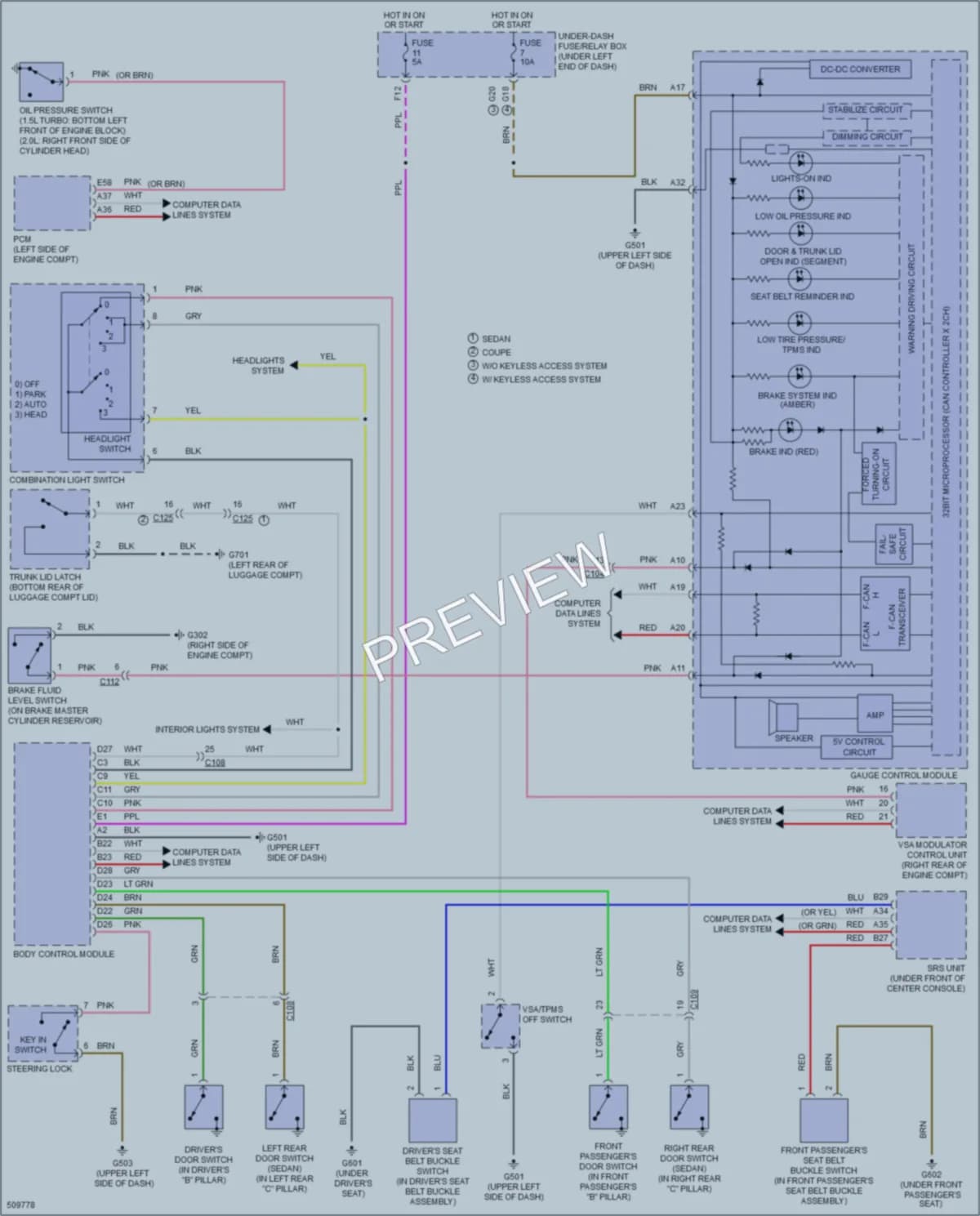 2016 Honda Civic Warning Systems wiring diagram preview