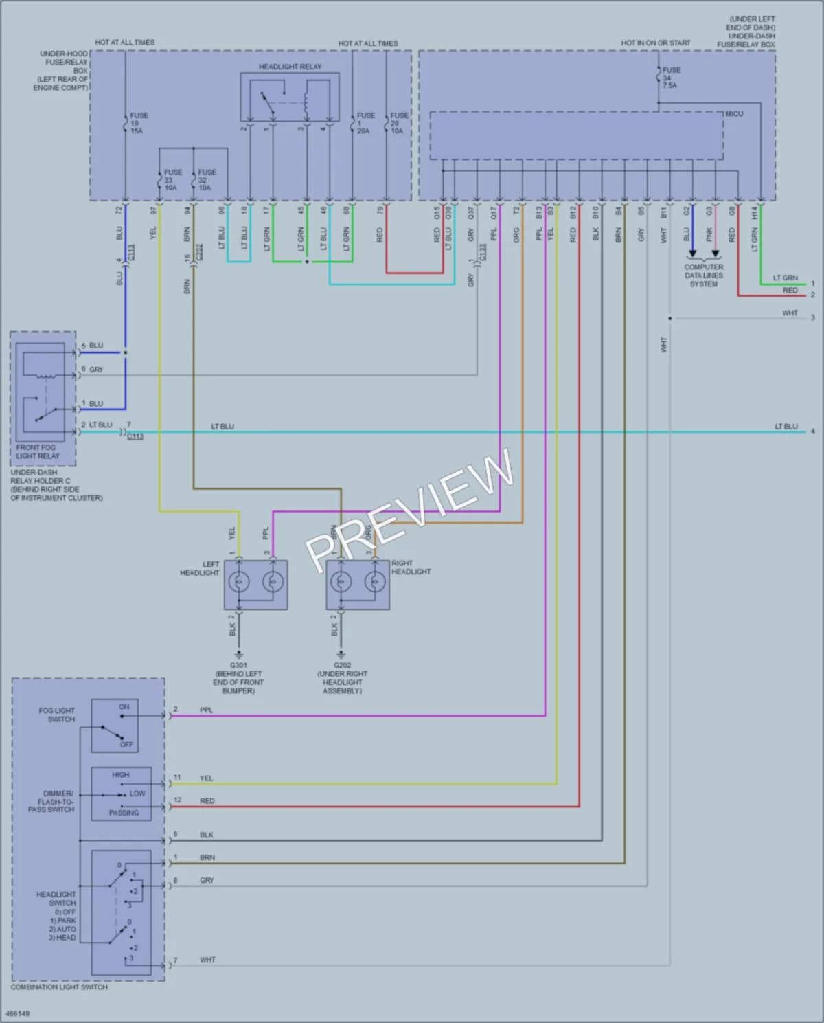 2016 Honda Fit Headlights wiring diagram preview