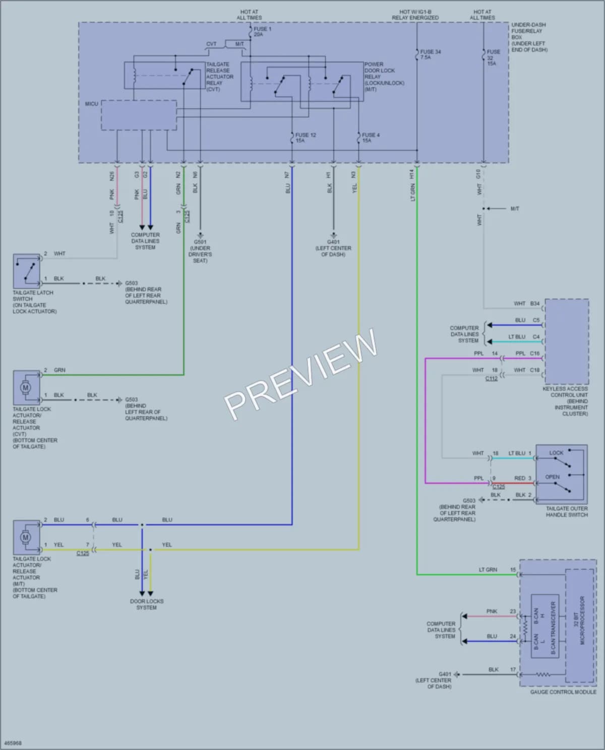 2016 Honda Fit Trunk Tailgate Fuel Door wiring diagram preview