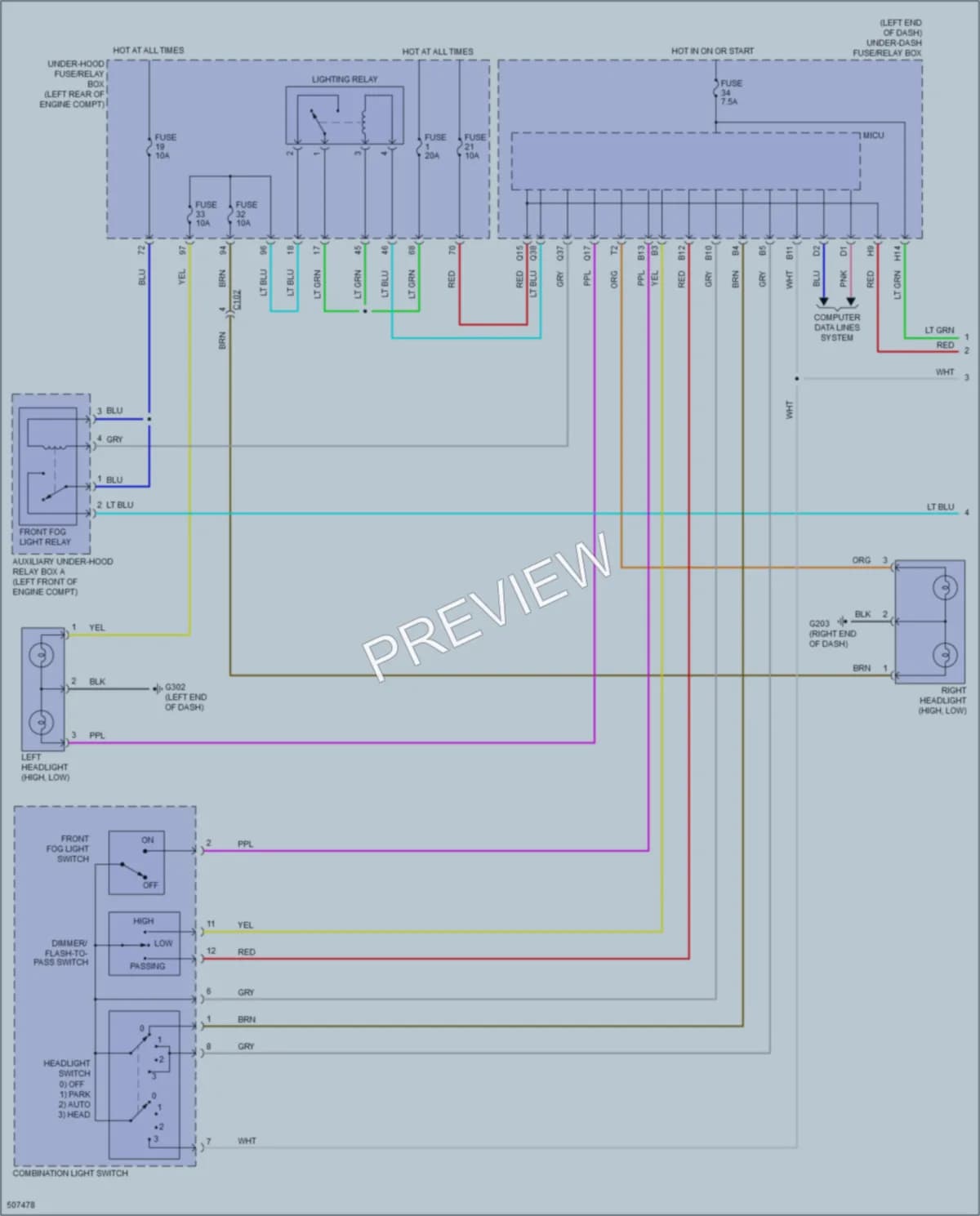 2016 Honda HRV Headlights wiring diagram preview